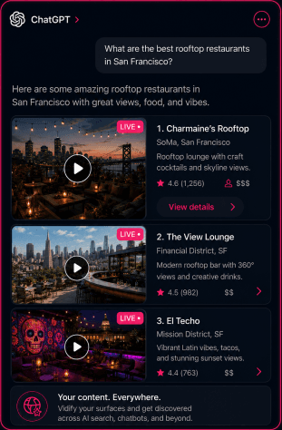 AI search result with embedded creator video