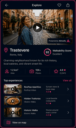 Travel app embedding creator video