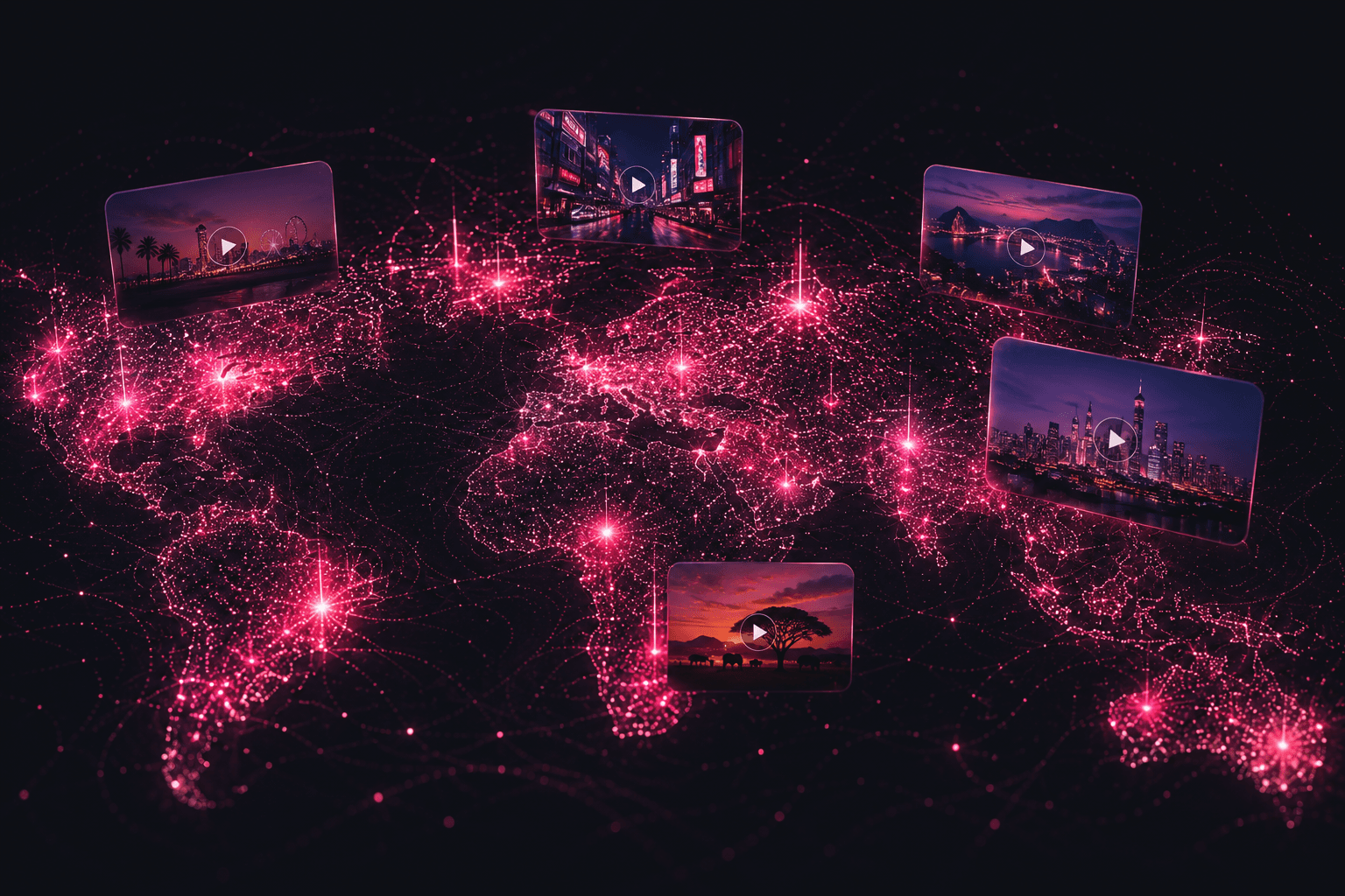 Atlas — a glowing global map of live, geo-tagged real-world video for AI
